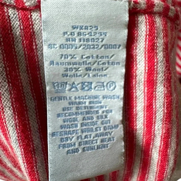 BODEN | NWOT | LONG COTTON & WOOL CARDIGAN SWEATER RED STRIPE | SIZE: 8 - Picture 8 of 9